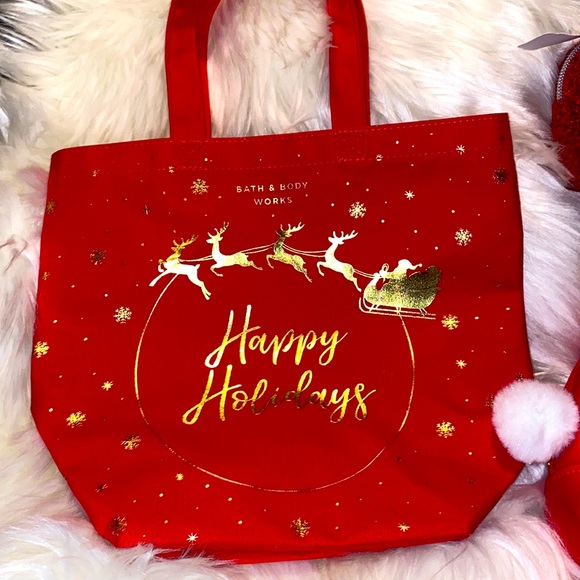 Christmas Bags Set. 1 Christmas Red Small Tote. 1 Red Cosmetic Case. 1 S… - Picture 3 of 5